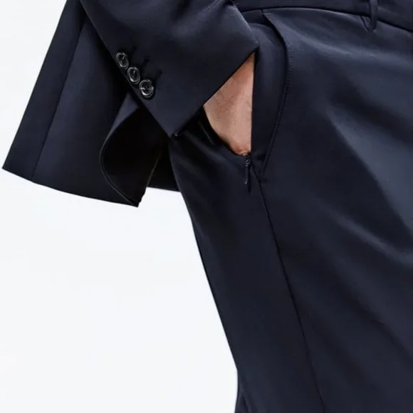 ZARA TECHNICAL SUIT TROUSERS (NAVY) (NWT) - Picture 4 of 5